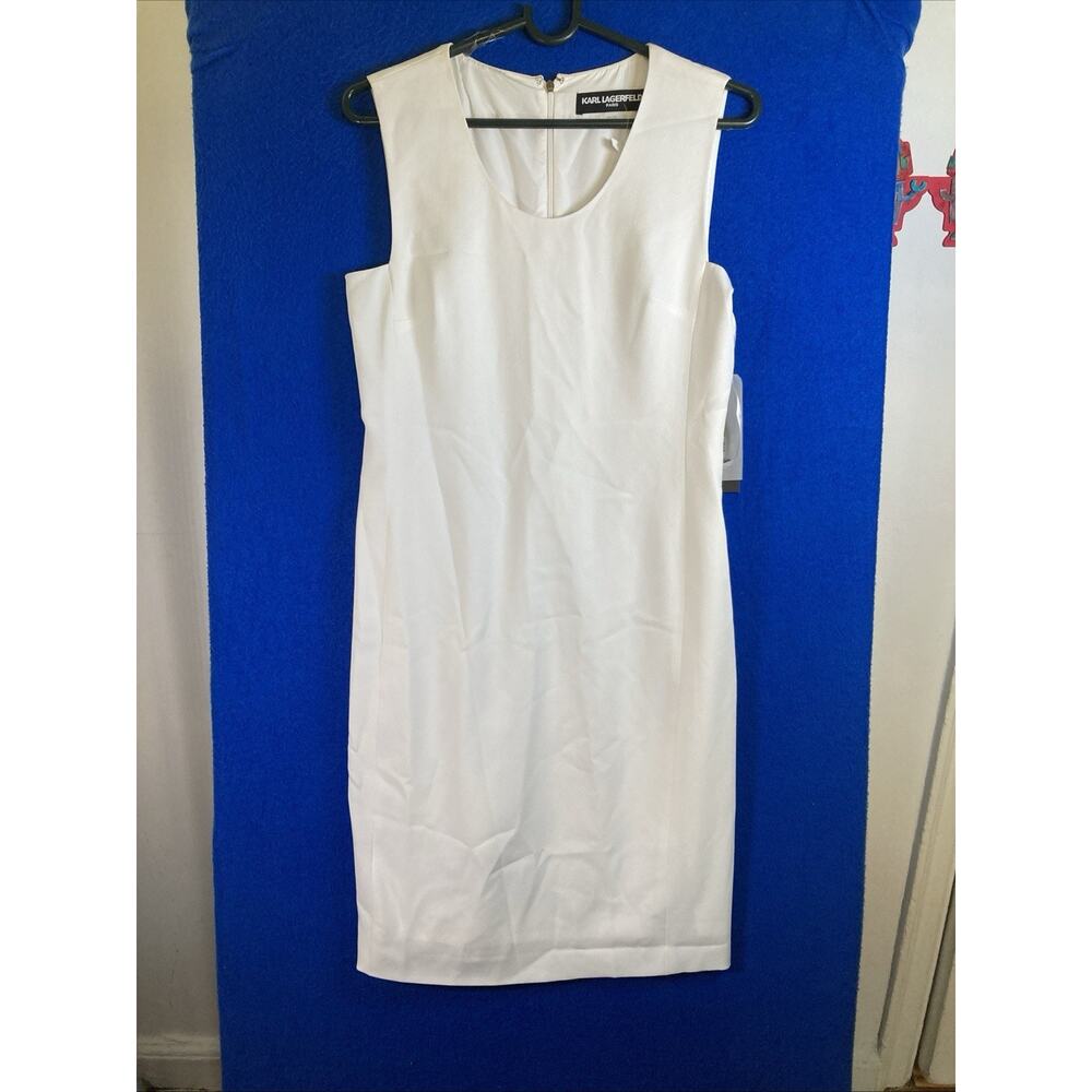 Karl Lagerfeld Paris White Sleeveless Sheath Dress NWT Size 4 - Picture 11 of 16